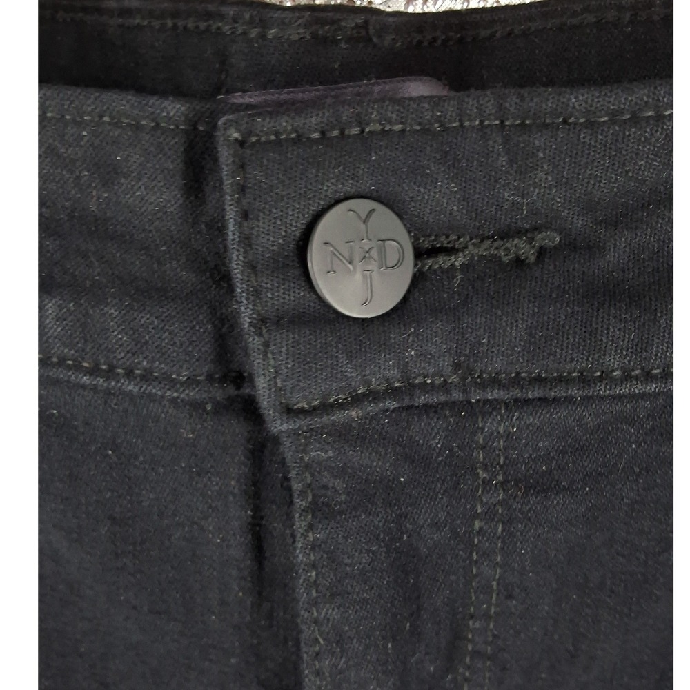 NYDJ Marilyn Straight Jeans Black Embroidered Pockets Lift Tuck Tech Size 10 - Picture 3 of 6